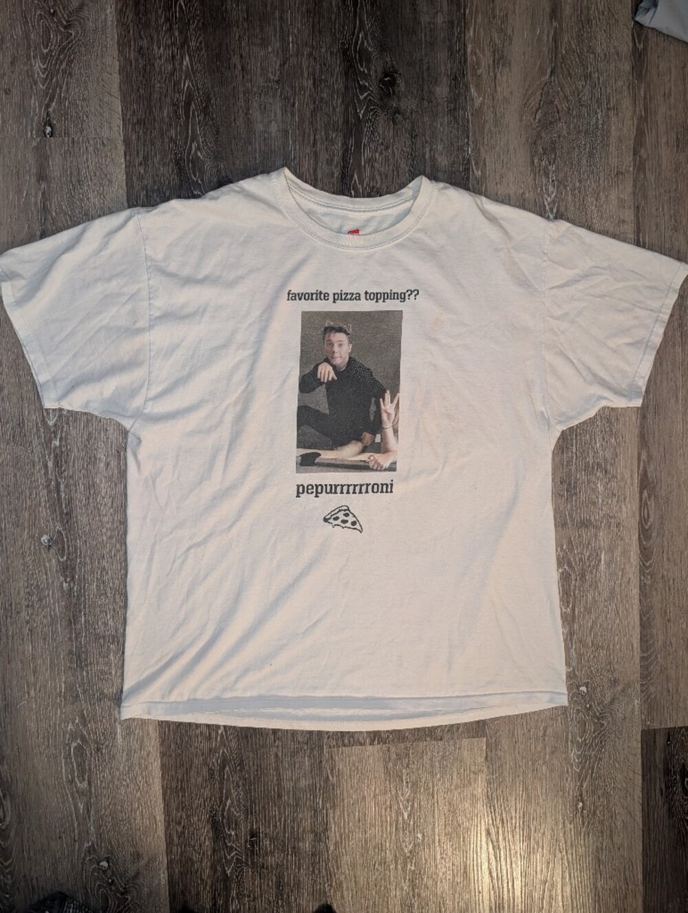 Funny White Graphic Tee w/ Kitty Man